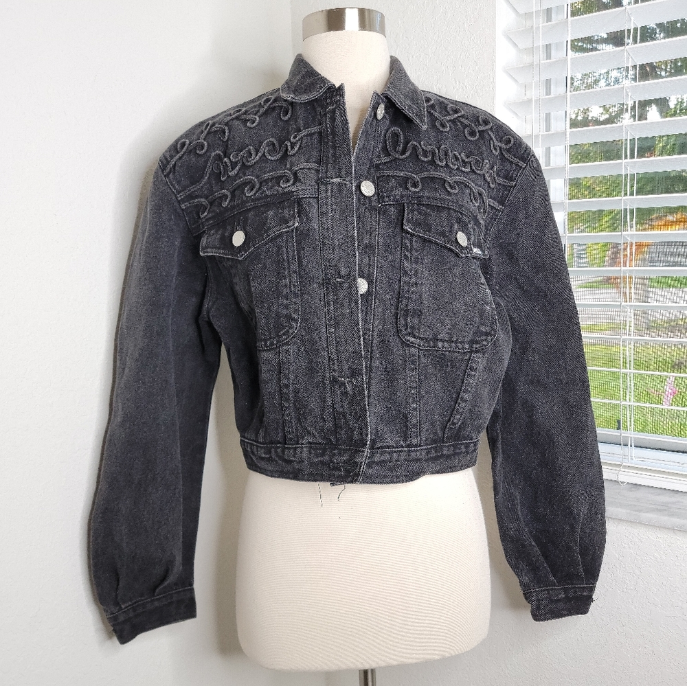 JORDACHE Vintage Collared Jean Jacket M.